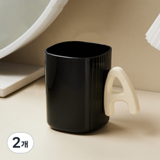 Mondspot 字母手把姓名縮寫浴室漱口杯 A YY57518, 2個, 黑色