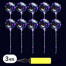 투데이리빙 LED 막대 풍선 10p + 에어 펌프 세트 W15002D, 투명(풍선), 3세트