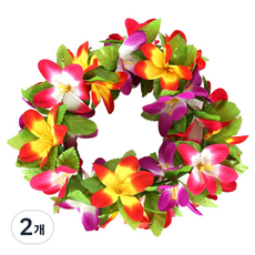 Partyzzang 夏威夷道具組 裙子 花項鍊 迎賓花冠, 混合色, 2個