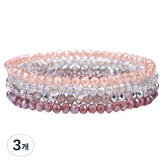 居家瑜珈冥想彈性手鍊 粉色混合 18cm, 3個