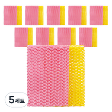 이지웰 NEW 망사 수세미 핑크 10p + 노랑 10p 세트, 10개입, 5세트