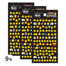 Petit Love Piyo 造型貼紙, 混合顏色, 9個