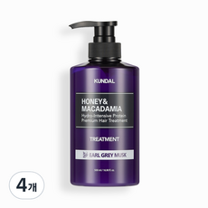 쿤달 허니 앤 마카다미아 헤어 트리트먼트 얼그레이머스크향, 4개, 500ml