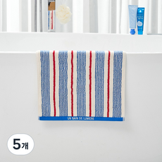 모던하우스 마린 더블스트라이프 세면타월 190g 30수 코마사, 블루, 5개
