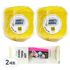 Knitt Honey Bubble 菜瓜布編織筒線 400g x 2入 + 基礎編織工具組, 04 黃色, 2套