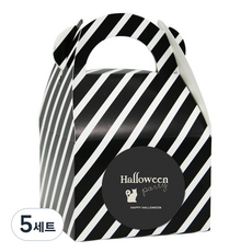 도나앤데코 손잡이 답례품상자 스트라이프 블랙 12p + 할로윈 모던 할로윈 party 심플한 고양이 5cm 스티커 12p, 혼합 색상, 5세트