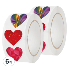 포텐키트 장식의 데코테이프 샤이닝 하트 2.5cm 500p, 혼합색상, 6개
