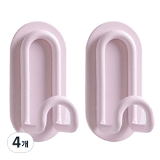 심플 타원형 강력 후크걸이 세로형, 핑크, 4개