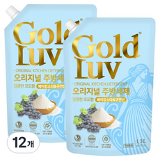 골드럽 오리지널 베이킹소다 구연산 주방세제 포도향 리필, 12개, 1.3L