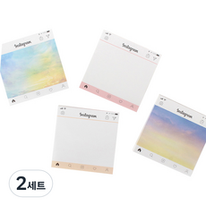 TOCTOC Instagram便條紙4款組合, 黃色 + 粉紅色 + 藍色雲朵 + 紫色雲朵, 2套