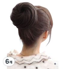 하이유니 스트레이트 펌 당고머리 가채 부분가발, 브라운블랙, 6개