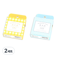 CARD LOVER 信的戀人 Life Point DIY裝飾系列紙膠帶 15mm 2入 12 黃色格子組, 12黃格+13藍波, 2組