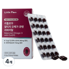 리틀포우 반려동물 알티지 오메가3 CoQ10 리바이탈, 4개, 90정 4개, 90정