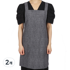 티팜 데님 H형 구김방지 앞치마 TYK-2097, 블랙, 2개