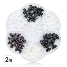 Ronaudy美甲飾品 蝴蝶結美甲 黑色與白色 L02023, 2個, 混色