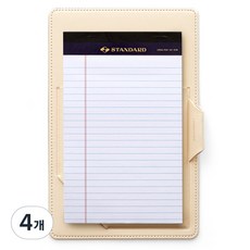 퍼니메이드 가죽 커버 노트패드 홀더 A5 + 노트패드 세트, 바닐라크림, 4개
