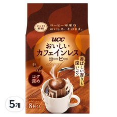 유씨씨 디카페인 드립 커피 딥블렌드, 7g, 5개, 8개입