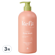 kefii 益生菌四合一兒童沐浴露 櫻桃番茄花園, 3個, 1L