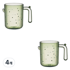 THE ZAKKA 厚實仙人掌浴室透明漱口杯, 綠色, 4個