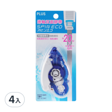 PLUS 普樂士 捲軸雙面膠帶正帶 TG-610BC, 藍色, 4入