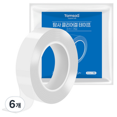 Tamsaa 透明凝膠超強力多用途矽膠雙面膠帶 3cm*3M, 6個