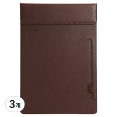 모던베이스 프리미엄 가죽 파일 클립보드 A4(345 x 240 mm), 브라운, 3개