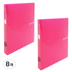 ECO Chungwoon 透明彩色標籤3孔D型環活頁夾 3cm A4, 粉紅色, 8個