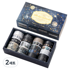 스티코니 기억의 페이지 시리즈 빈티지 마스킹 테이프 18롤 세트, 별의 기록, 2세트