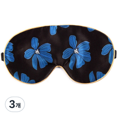 雙層絲質睡眠眼罩 藍花款, 1入, 3個