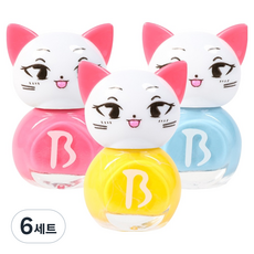 엔비베베 키즈네일 고양이 하노핑 M 4ml x 3종 선물세트, 하늘, 옐로우, 핑크, 6세트