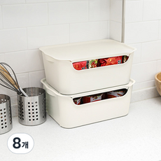 EZLIVING 多功能食品儲藏室收納箱, 象牙白, 13L, 8個