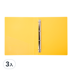 連勤牌文具 lc-9004d PP四孔D型夾 A4文件收納整理必備, 黃, 3入