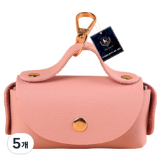 딩동펫 반려동물 프리미엄 휴대용 가죽 풉백 파우치, 핑크, 5개, 1개입