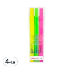 Justclick 螢光筆S套組, 黃色 + 黃綠色 + 粉紅色, 12個