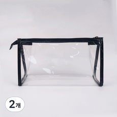 씨티컴퍼니 투명 방수 펜 케이스 필통, 블랙, 2개