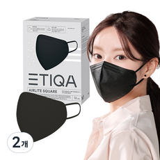 에티카 에어라이트 스퀘어 마스크 중형 KF94, 2개, 검정색