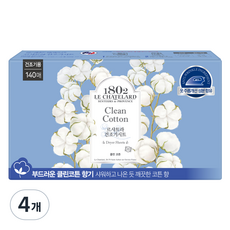 르샤트라1802 건조기 시트 섬유유연제 클린코튼향 본품, 140개입, 4개