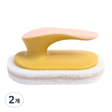 퀵살림 주방 욕실 스펀지 핸들 브러쉬, 01 담황색, 2개