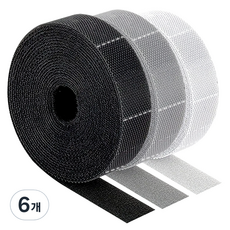 ender 可撕式魔鬼氈電線整理束帶 混搭組合, 黑色 + 白色 + 灰色, 6個