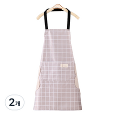 씨오브비 체크 방수 PVC 손닦기 앞치마, 그레이, 2개