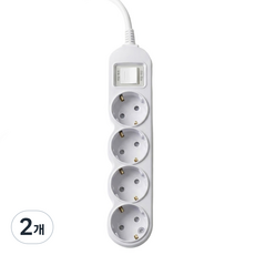 EcoPowerTap 過載斷電4孔延長線, 白色, 2個, 1m