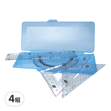 珠友文化 學生四合一套尺組 RU-10075, 顏色隨機, 4組