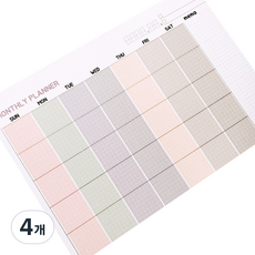 랄라예나 월간스케줄러 먼슬리플래너 ver.2 낱장 36매 + 표지앞뒤 2p, 4개