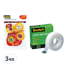 쓰리엠 스카치 다용도 테이프 583 3+1 + 매직 테이프 리필 18mm x 15m, 혼합색상, 3세트