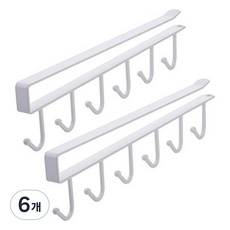 多用途層架掛鉤, 白色, 6個