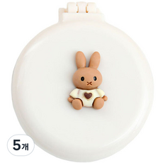 Rosae 馬卡龍小熊與兔子氣墊鏡梳, 坐姿兔子白色, 5個