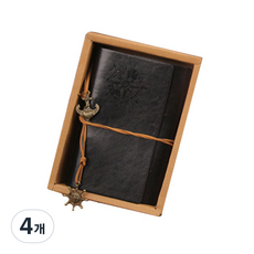 빈티지 가죽 다이어리, 블랙, 4개