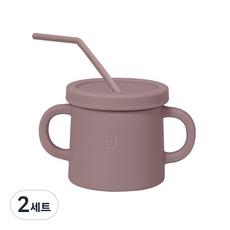 블루마마 모아컵+뚜껑+빨대 세트, 2세트, 핑크