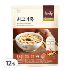 Bonjuk 本粥 即食牛肉粥 袋裝, 330g, 12包