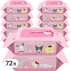 ITC 산리오캐릭터즈 미니 비데물티슈 리필형, 55g, 30매, 72개